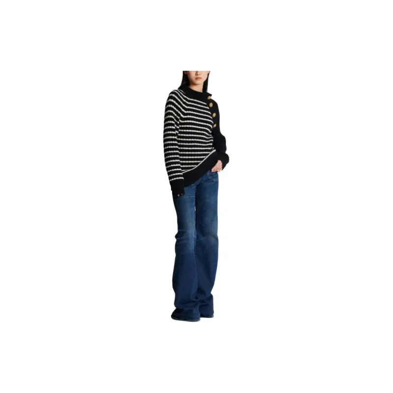 BALMAIN Button Embellished Striped Jumper-1