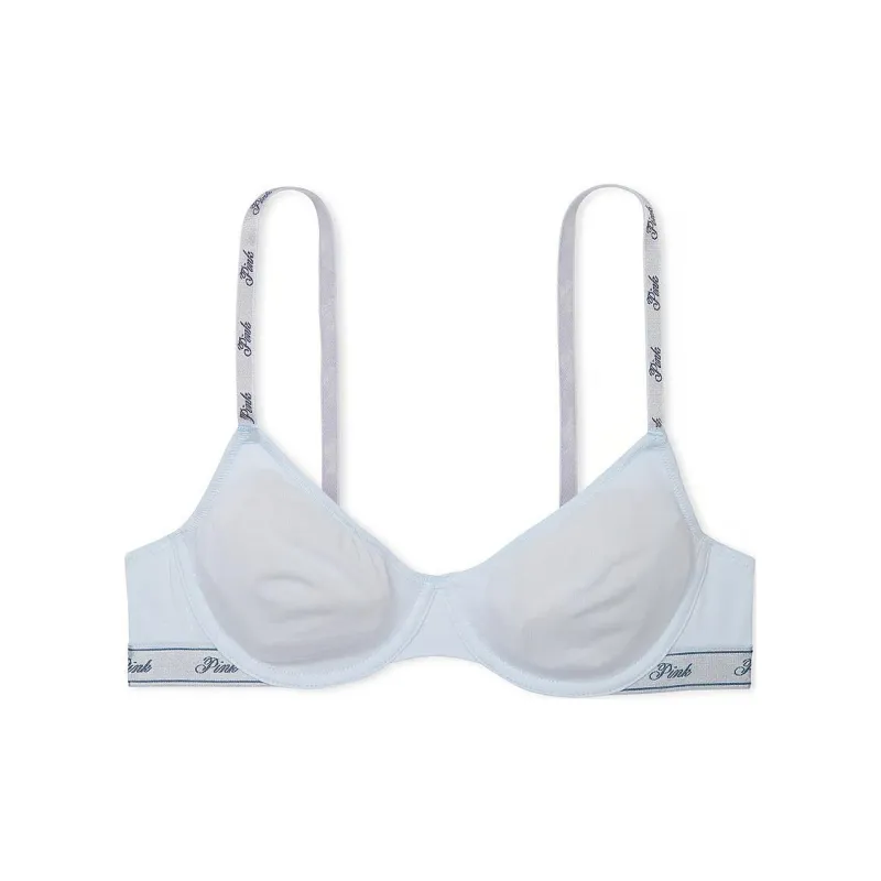 Victoria's Secret PINK Wear Everywhere Unlined Demi Bra / Hydrangea Blue Bra Women's Hydrangea Blue-0