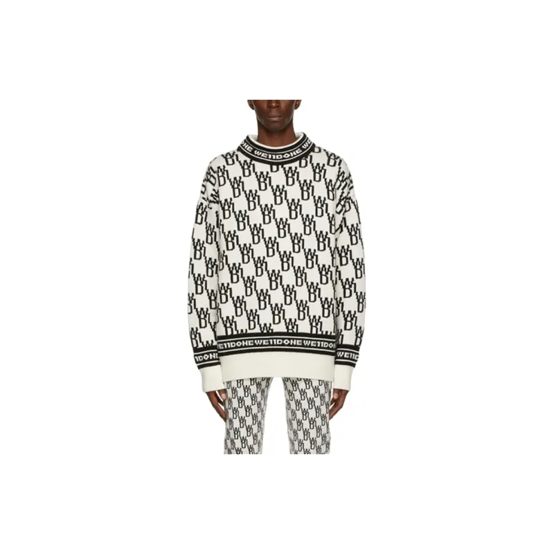 WE11DONE All-over Logo-knit Jumper-1