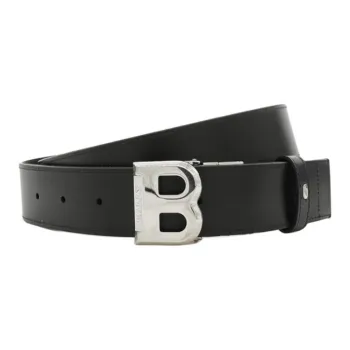 BALLY Top Grain Cow Leather Belts Men's Black Width 3.5CM