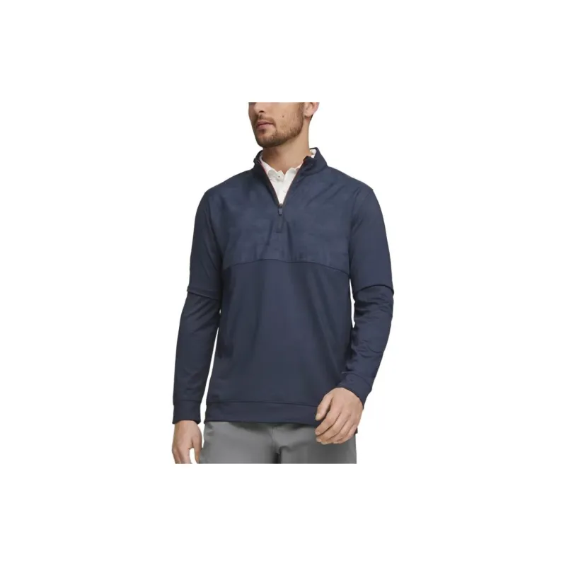 PUMA VOLITION Camo Cover Quarter-Zip Men's Golf Top Sweatshirt Men's Marine Blue-2