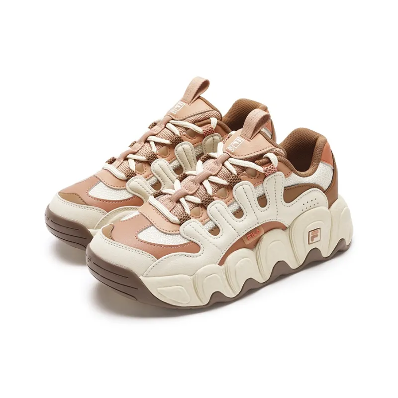 FILA Croissant Anti Slip And Wear Resistant Coverage Low Top Running Shoes Women's Beige Brown-2