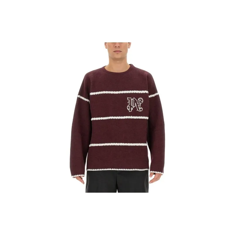 PALM ANGELS Logo Intarsia-Knit Jumper-1