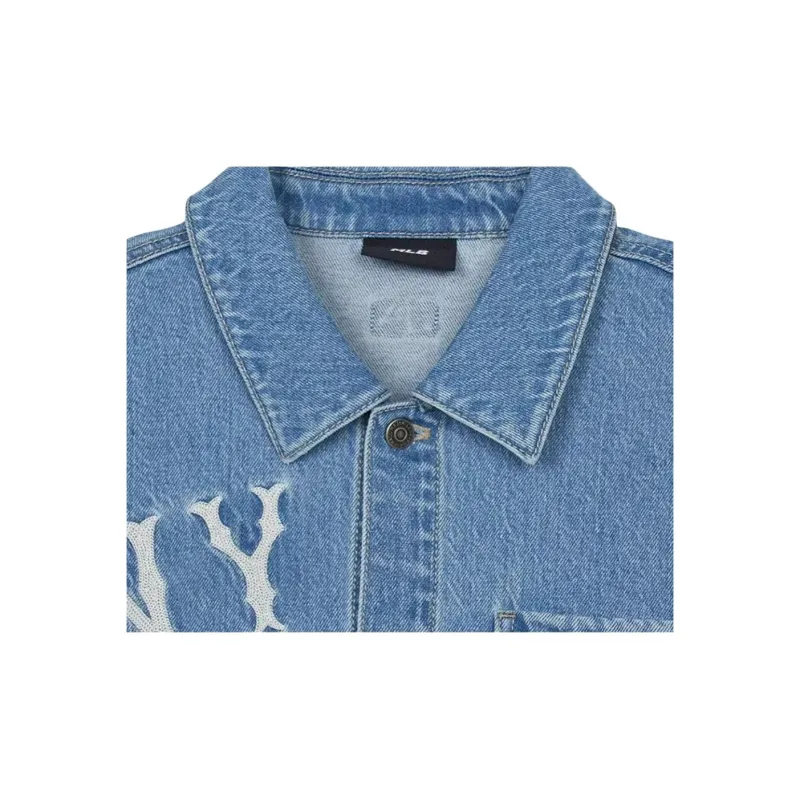 MLB New York Yankees Denim Jacket Unisex Light Sky Blue-2