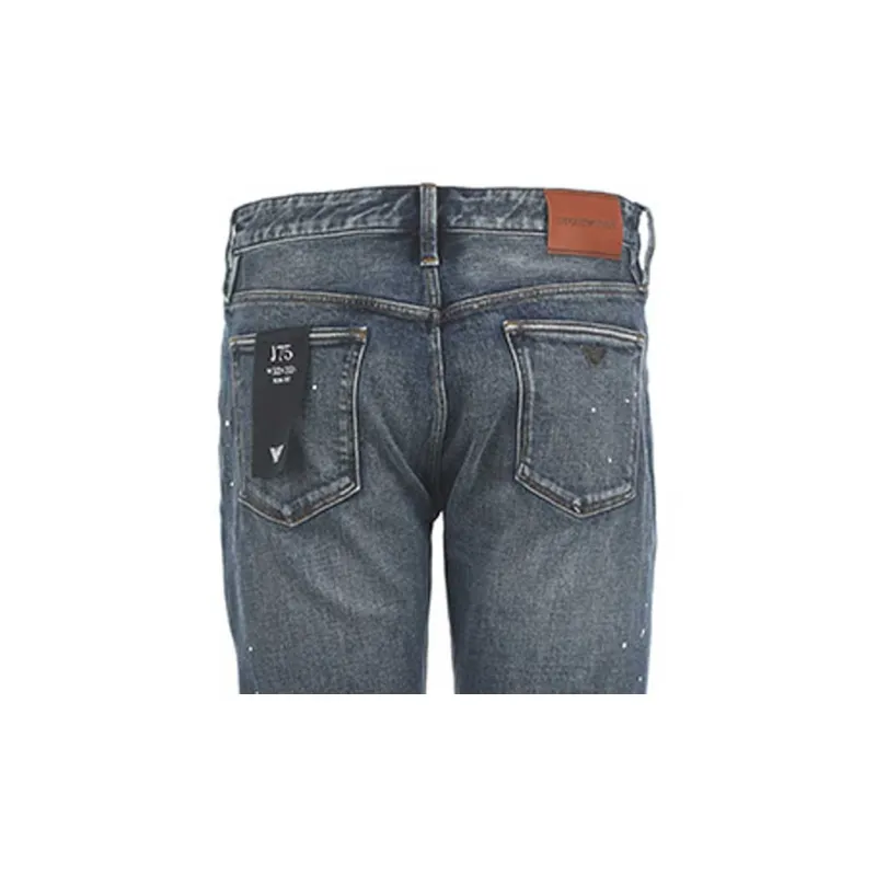 EMPORIO ARMANI Logo patch Cotton blend Tapered Jeans-5