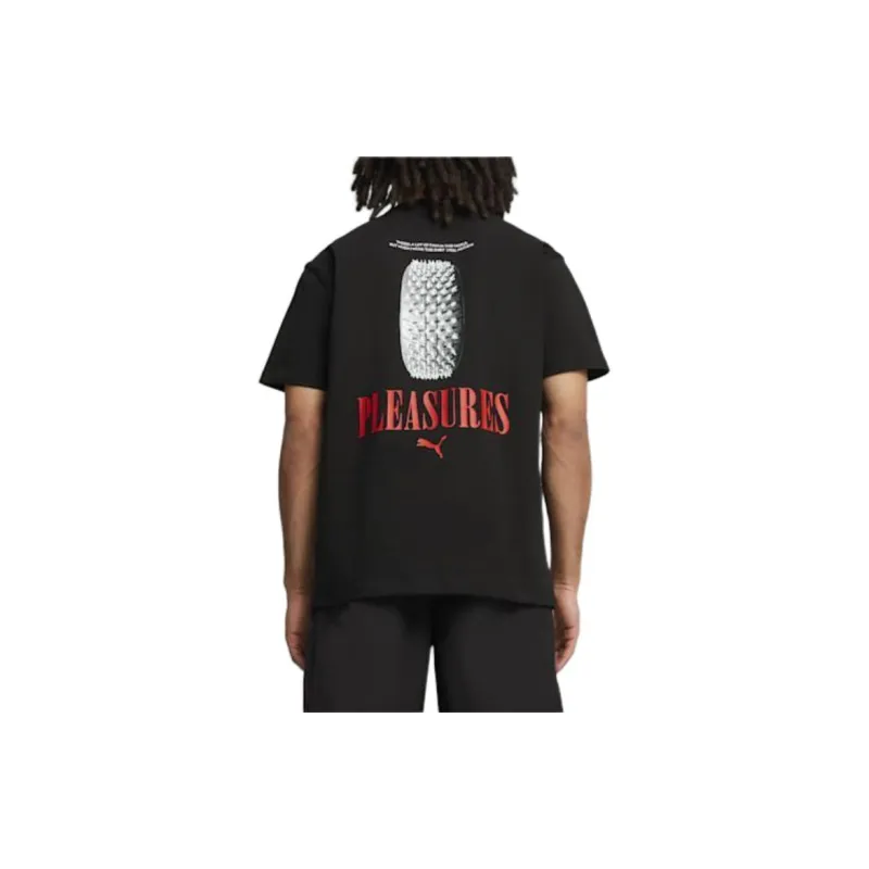 PUMA x PLEASURES Collaboration Graphic Tee T Shirt Men's Black-4