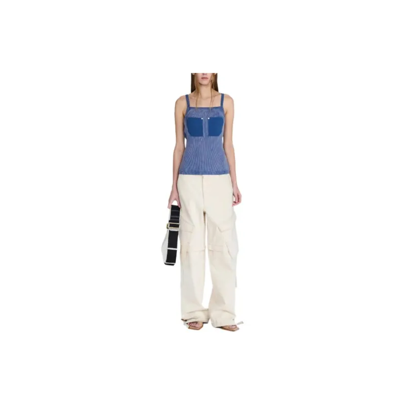 DION LEE SS24 RIVET POCKET TANK Top Unisex Washed American Blue/Washable United States Blue-1