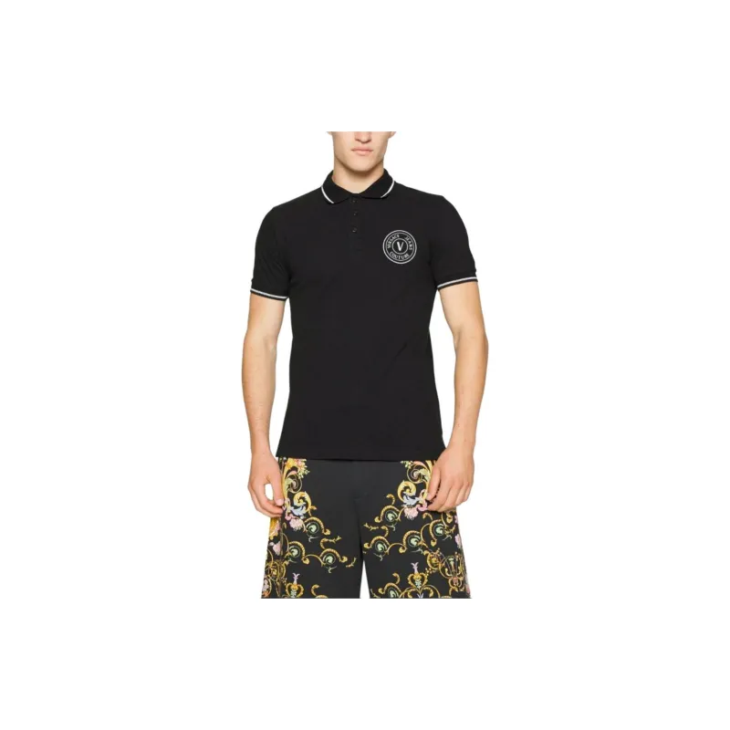 VERSACE JEANS COUTURE Men's Casual Slim Fit Polo Shirt Black-1