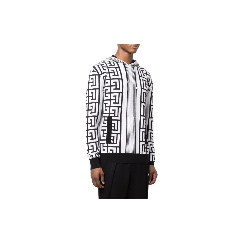 BALMAIN Monogram Drawstring Hoodie-1