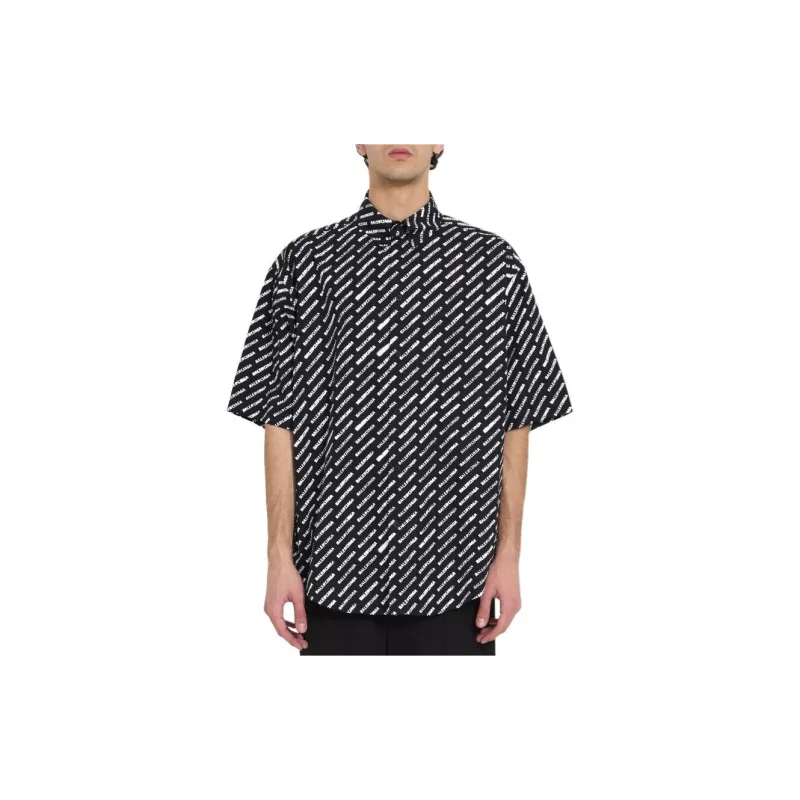 Balenciaga Allover Logo Printed Large Fit Shirt-4