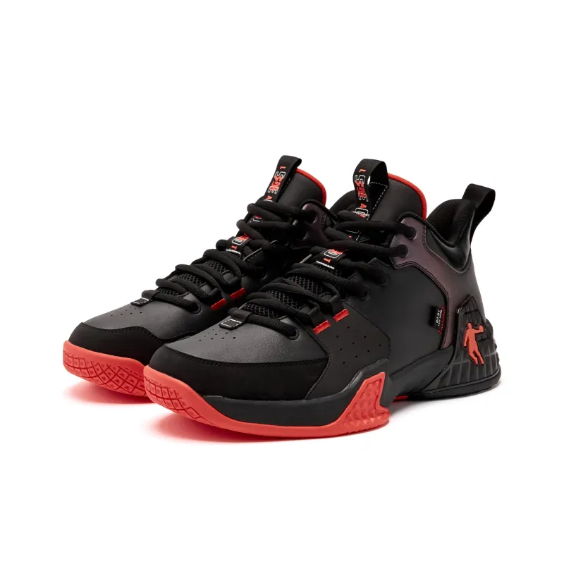 QIAODAN Kill Shot 1.0 Basketball Shoes Men Mid Top Black/Signal Red-2