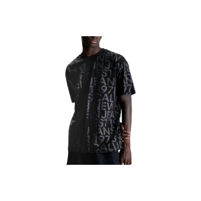 CALVIN KLEIN All Over Logo T Shirt T Shirt Men's Black-3