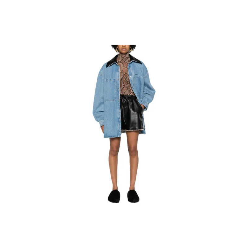 NANUSHKA Contrasting collar Denim Shirt Jacket-2