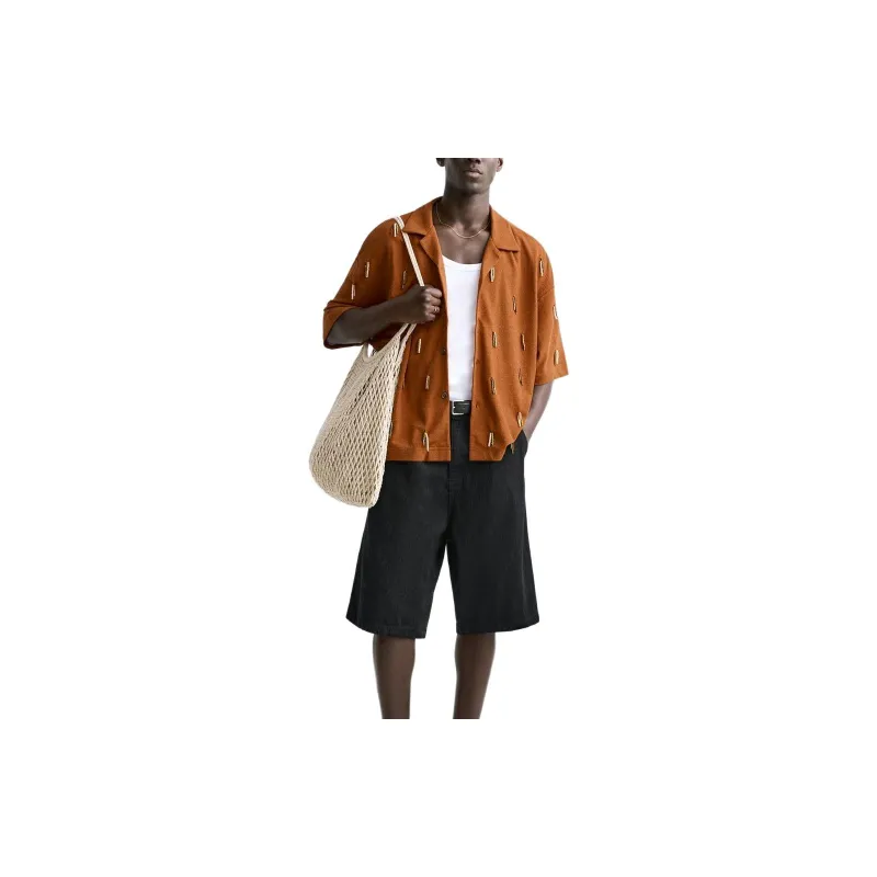 ZARA Shirts Men Dark Orange-3