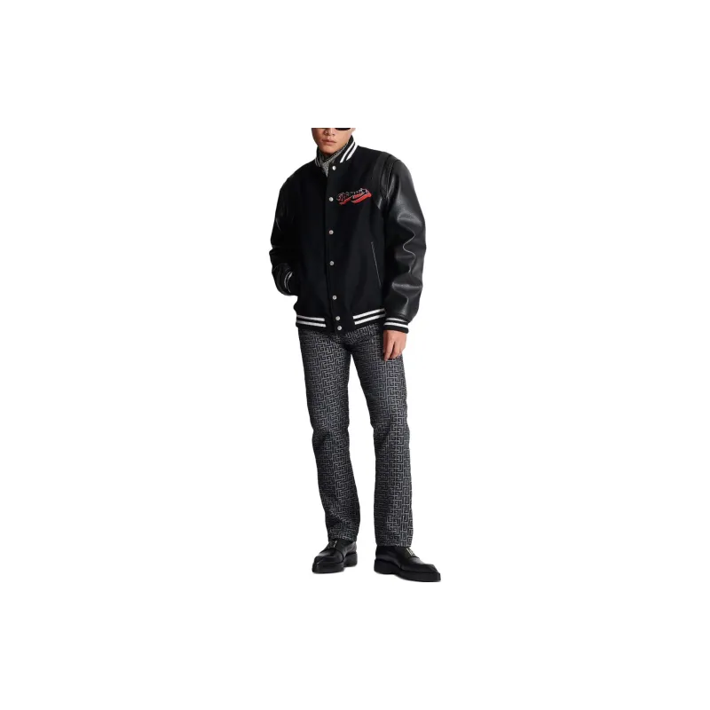 BALMAIN Logo Patch Panelled Bomber Jacket-2