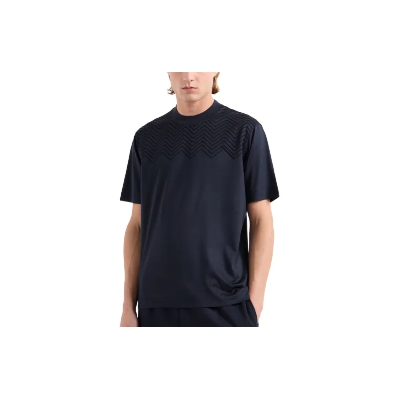 EMPORIO ARMANI Lyocell blend Jersey T shirt With Chevron Flock Detail-1