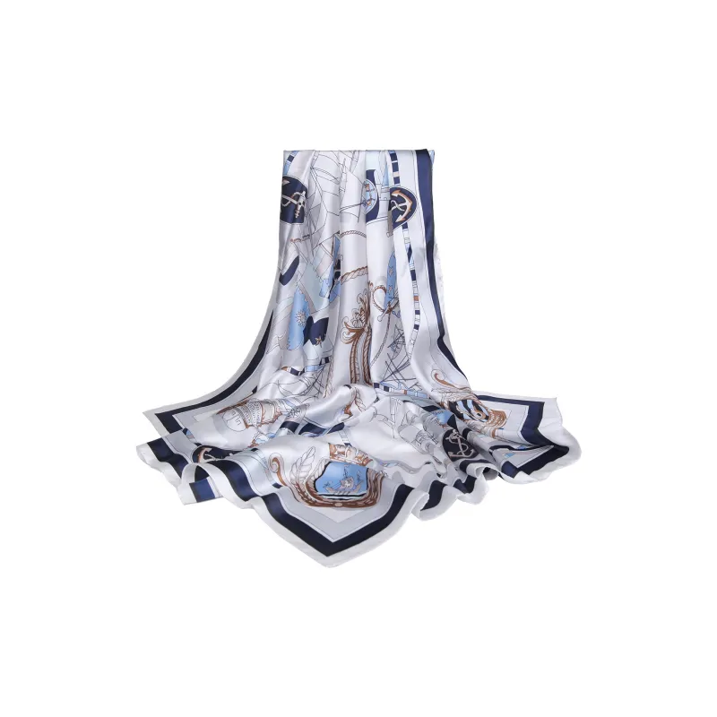 Shanghai Story 100% Mulberry Silk Scarves Women's Blue White, Gift Box Set-28