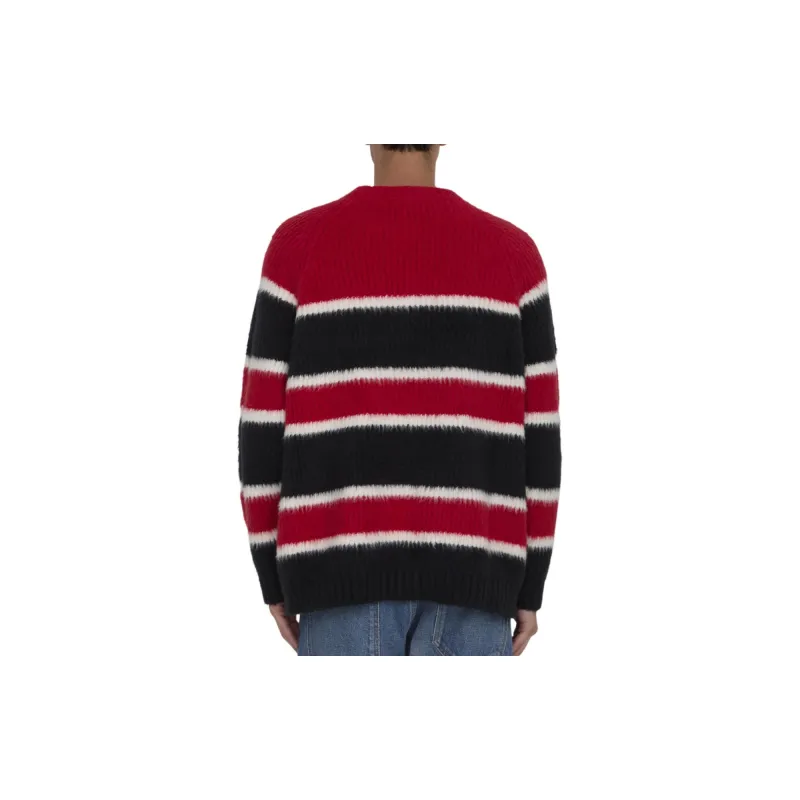 CELINE Oversized Crew Neck Sweater In Brushed Striped Cotton-1