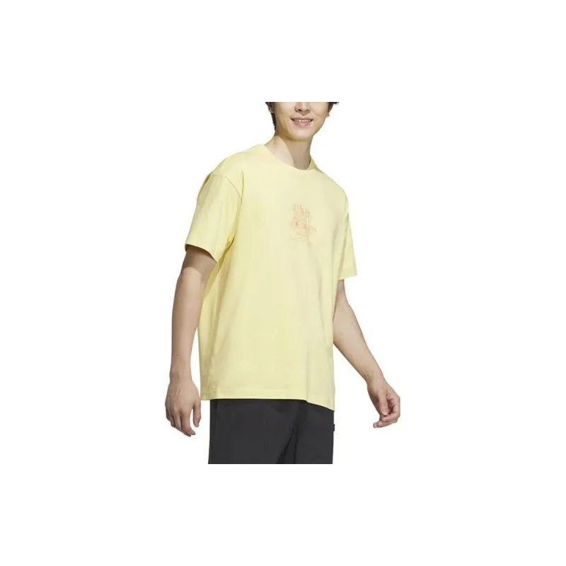 Adidas Neo Drop Shoulder Sleeve T Shirt Men's Beige Yellow-2