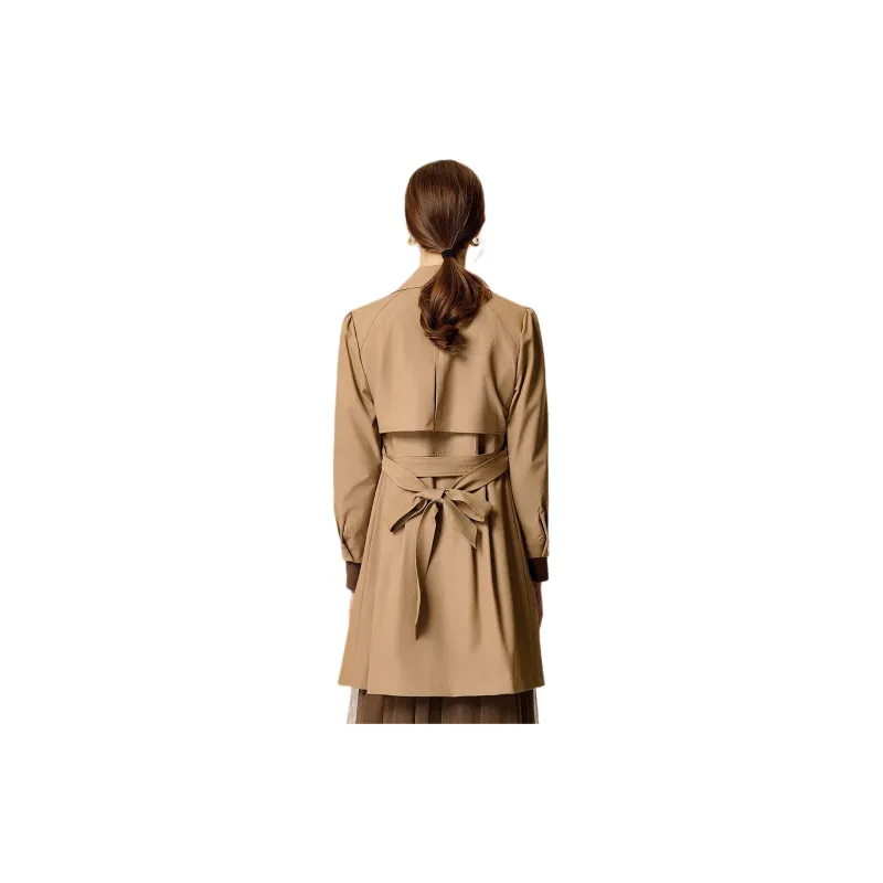 FENHONGMALI Trench Coat Women's Camel-0