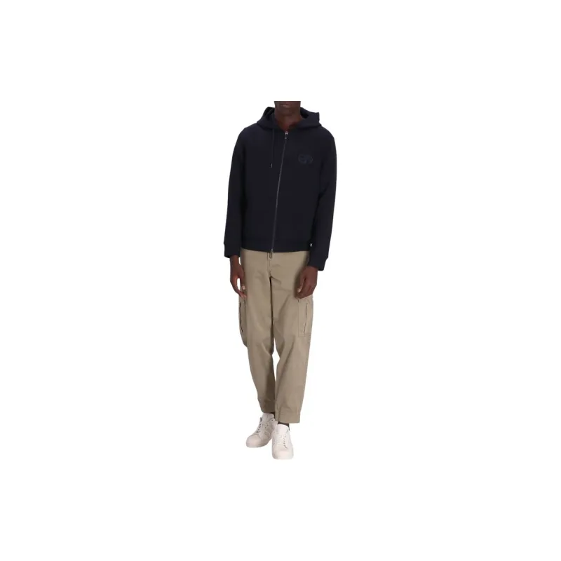EMPORIO ARMANI Logo-embroidered Zipped Hoodie-1
