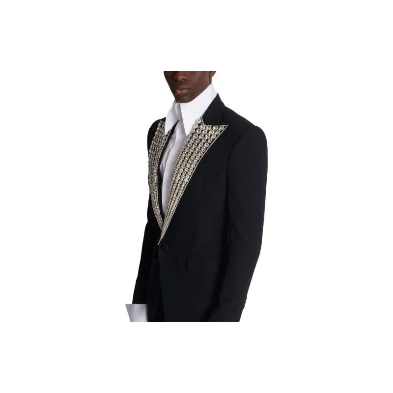 BALMAIN Crystal-embellished Wool Blazer-5
