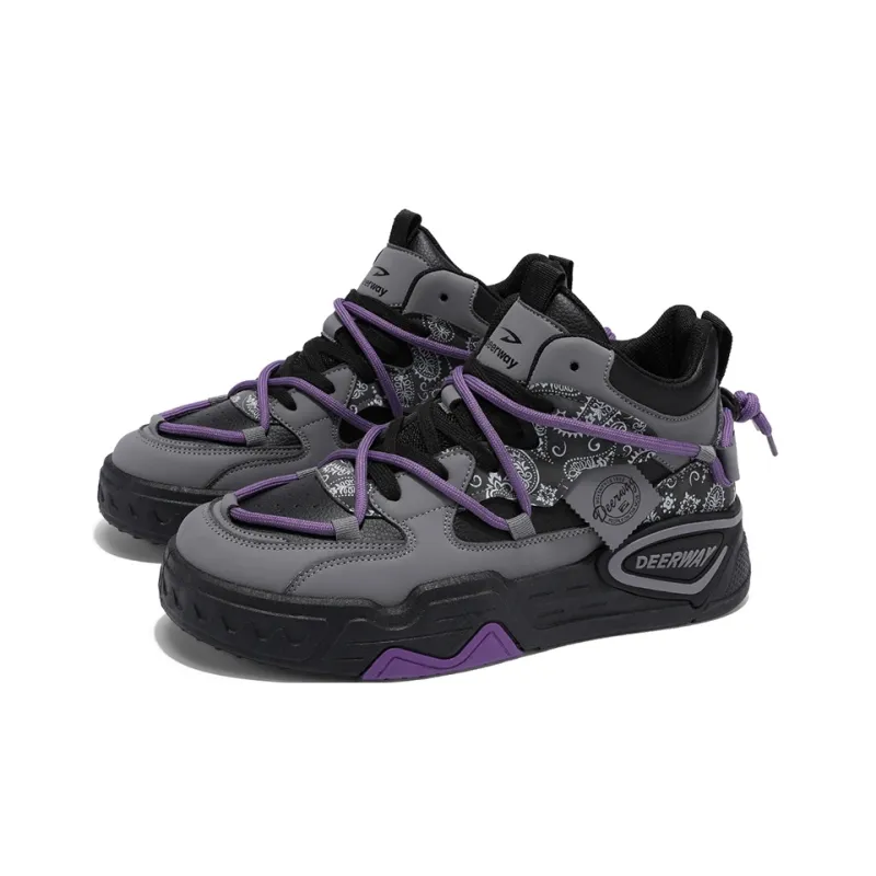 DEERWAY Height Increasing Slip Resistant Mid Top Casual Shoes Skateboard Shoes Men's-2