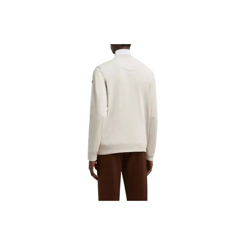 Moncler Embroidered Monogram Cotton Jumper Sweater Men's Beige-3