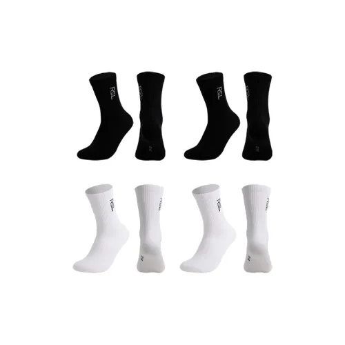 RSL 4팩 블랙 2+화이트 2 남녀공용 무릎 양말