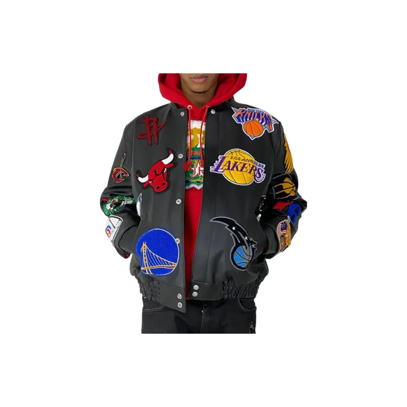 JEFF HAMILTON X Nba Collage Vegan Leather Jacket-3