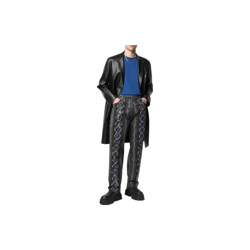 VERSACE Python Print Studded Jeans-1
