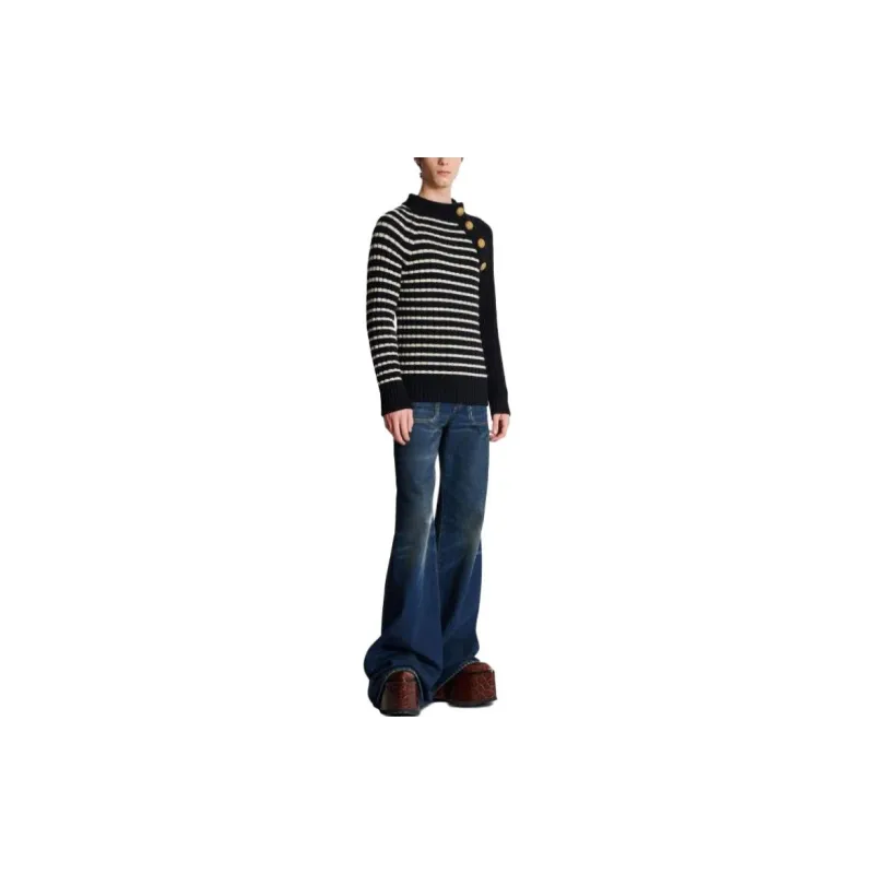 BALMAIN Button Embellished Striped Jumper-2