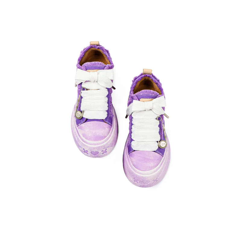 SOAP OPERA Wiping Color Series Anti Slip Wear Resistant Low Top Canvas Shoes Unisex Portuguese Dark Purple Box-7