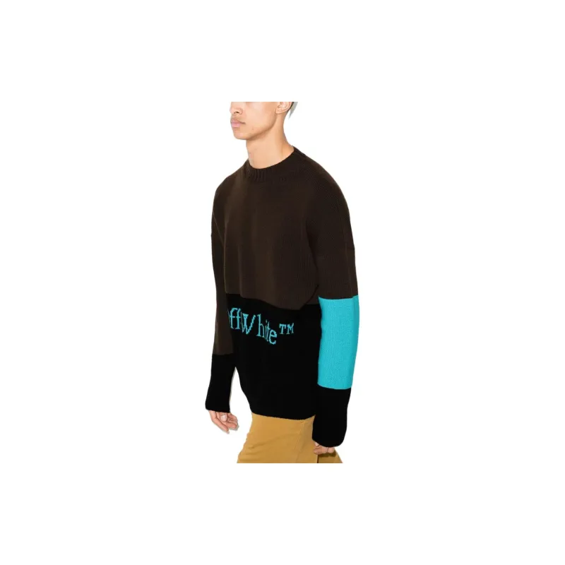 OFF WHITE Color Block Logo Knit Sweater-1