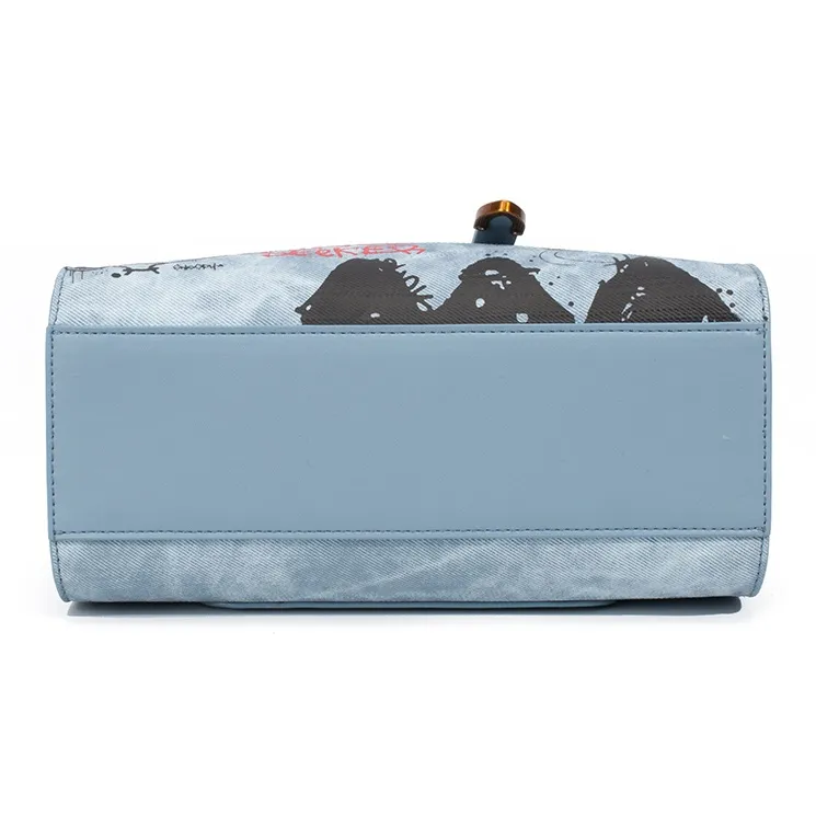 SNOOPY PU One Shoulder Handbags Women's Blue-3