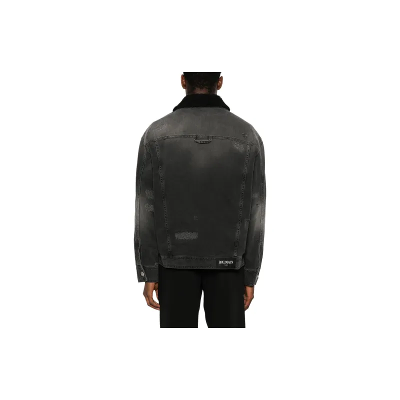 BALMAIN Distressed Denim Jacket-2