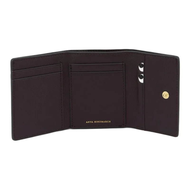 Anya Hindmarch Capra Leather Patchwork Calfskin Wallet Mini Women's Burgundy-3