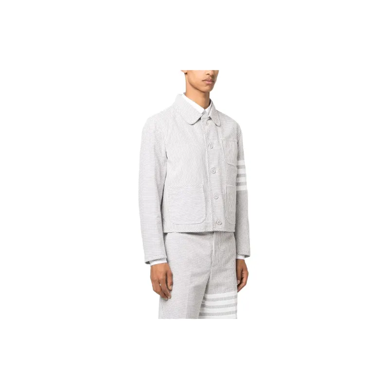 THOM BROWNE Unconstructed 4 Bar Seersucker Jacket-3