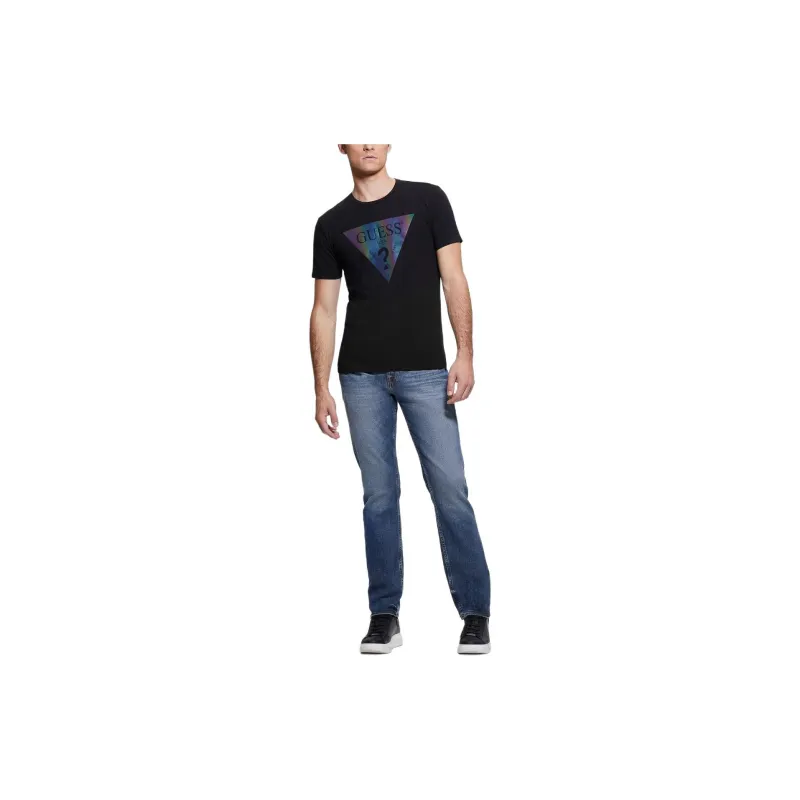 GUESS Iridescent Logo Graphic Tee T-Shirt Men's Black-1