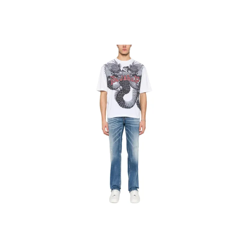 DSQUARED 2 Logo Printed Loose Fit T Shirt-1