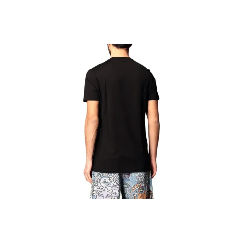 FANSIZHE Crew Neck Patterned Print Pullover Short Sleeved T Shirt Men's Black-2