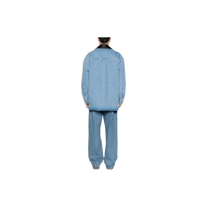 NANUSHKA Contrasting collar Denim Shirt Jacket-3