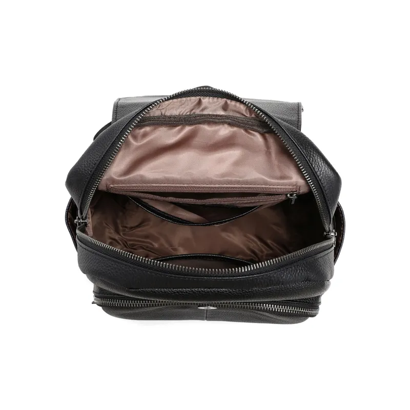 MILLIE'S Cow Leather With Synthetic Leather Backpack Travel Backpack Regular Unisex Black-3