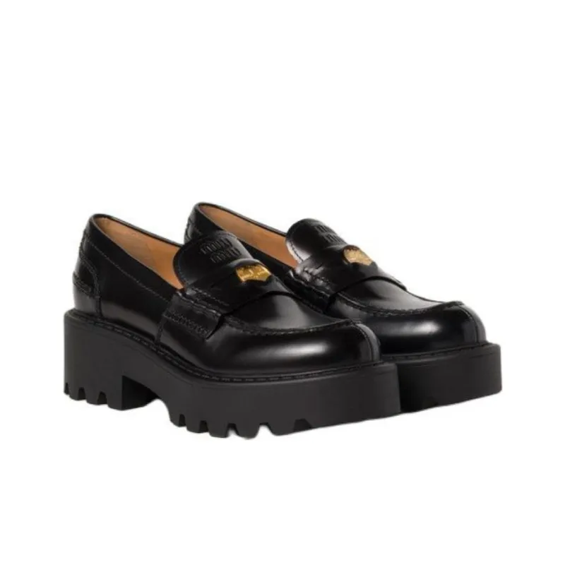 MIU MIU Loafers 5cm Women's Black-2