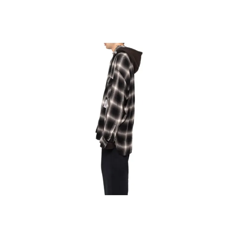 Maison Mihara Yasuhiro Check print Hooded Cotton Shirt-4