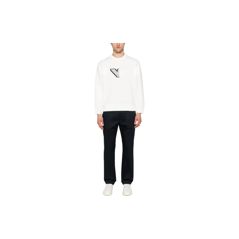 EMPORIO ARMANI Double jersey Sweatshirt With Embossed Oversized Eagle On A Chevron Background-1