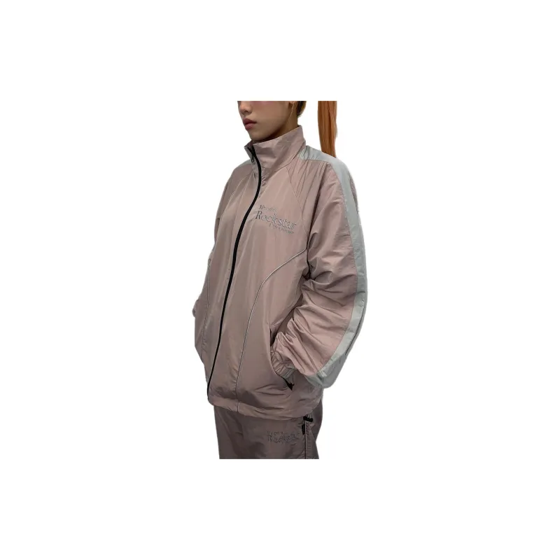 JOEGUSH My Cat Is Rockstar Nylon Track Jacket Jackets Coats Unisex Baby Pink/Light Pink-3