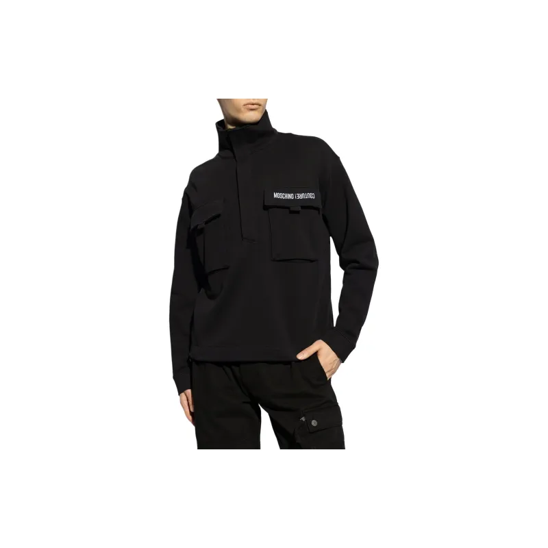 MOSCHINO Logo Embroidered High Neck Sweatshirt-2