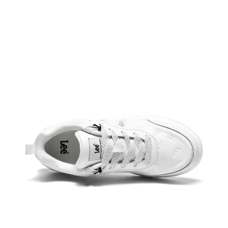 Lee Classic And Versatile White Sneakers, Trendy Fashion Low Top Height Increasing Skateboard Shoes Men's-4