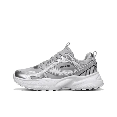 Warrior Height Increasing Wear Resistant Lightweight Breathable Slip Resistant Low Top Chunky Sneakers Men's Silver